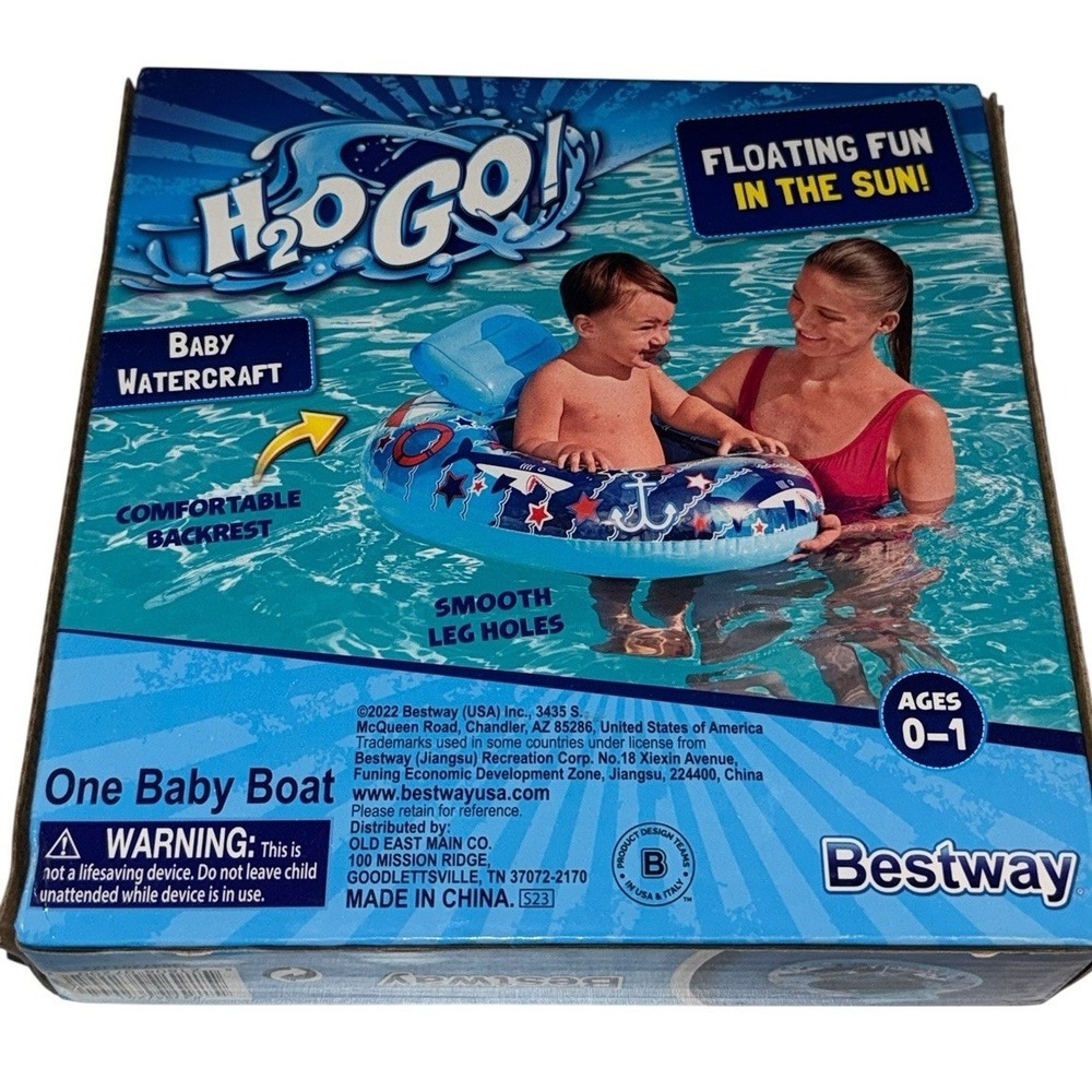 Baby Watercraft Pool Float Inflatable Blue Shark Age 0-1 New Sealed - Picture 4 of 5